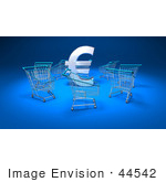 #44542 Royalty-Free (Rf) Illustration Of A 3d Euro Sign Surrounded By Shopping Carts - Version 1