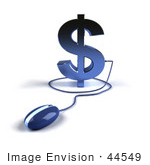 #44549 Royalty-Free (Rf) Illustration Of A Blue 3d Dollar Sign With A Computer Mouse - Version 4