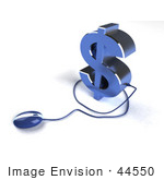 #44550 Royalty-Free (Rf) Illustration Of A Blue 3d Dollar Sign With A Computer Mouse - Version 6