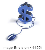 #44551 Royalty-Free (Rf) Illustration Of A Blue 3d Dollar Sign With A Computer Mouse - Version 5