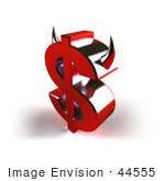 #44555 Royalty-Free (Rf) Illustration Of A 3d Devil Dollar Sign With Horns - Version 3