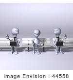 #44558 Royalty-Free (Rf) Illustration Of 3d Human Like Characters Using Laptops On Park Benches