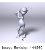 #44560 Royalty-Free (Rf) Illustration Of A 3d Human Like Character Golfing - Version 1