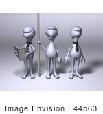 #44563 Royalty-Free (Rf) Illustration Of 3d Human Like Characters Standing By A Pole