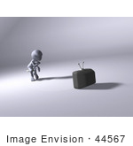 #44567 Royalty-Free (Rf) Illustration Of A 3d Human Like Character Watching Tv - Version 2