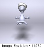 #44572 Royalty-Free (Rf) Illustration Of A 3d Human Like Character Floating And Meditating