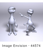 #44574 Royalty-Free (Rf) Illustration Of A 3d Human Like Character Laughing And Making Fun Of Another For Wearing Glasses