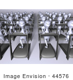 #44576 Royalty-Free (Rf) Illustration Of A Crowd Of 3d Human Like Characters Running On Treadmills - Version 1