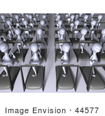 #44577 Royalty-Free (Rf) Illustration Of A Crowd Of 3d Human Like Characters Running On Treadmills - Version 3