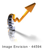 #44594 Royalty-Free (Rf) Illustration Of A 3d Chrome Euro Symbol With An Arrow Forming Around It - Version 1