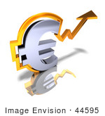 #44595 Royalty-Free (Rf) Illustration Of A 3d Chrome Euro Symbol With An Arrow Forming Around It - Version 2