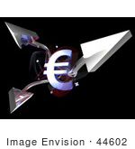 #44602 Royalty-Free (Rf) Illustration Of A 3d Euro Symbols With Three Branching Arrows - Version 1