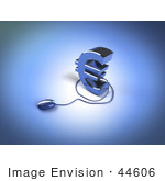 #44606 Royalty-Free (Rf) Illustration Of A 3d Blue Euro Symbol With A Computer Mouse - Version 2