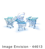 #44613 Royalty-Free (Rf) Illustration Of A 3d Euro Symbol Surrounded By Shopping Carts - Version 2