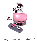 #44637 Royalty-Free (Rf) Illustration Of A 3d Dairy Cow Mascot Skateboarding - Version 2