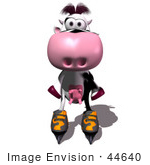 #44640 Royalty-Free (Rf) Illustration Of A 3d Dairy Cow Mascot Roller Blading