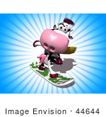 #44644 Royalty-Free (Rf) Illustration Of A 3d Dairy Cow Mascot Snowboarding - Version 2