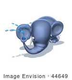 #44649 Royalty-Free (RF) Illustration of a 3d Blue Elephant Mascot Spraying Water - Pose 5 by Julos