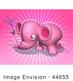#44655 Royalty-Free (Rf) Illustration Of A 3d Pink Elephant Mascot Spraying Water - Pose 5