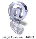 #44659 Royalty-Free (Rf) Illustration Of A 3d Chrome Arobase Symbol - Version 2