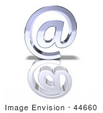 #44660 Royalty-Free (Rf) Illustration Of A 3d Chrome Arobase Symbol - Version 3