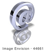 #44661 Royalty-Free (Rf) Illustration Of A 3d Chrome Arobase Symbol - Version 1