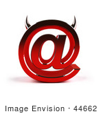 #44662 Royalty-Free (Rf) Illustration Of A 3d Devil Arobase At Symbol With Horns - Version 4
