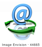 #44665 Royalty-Free (Rf) Illustration Of 3d Green Arrows Circling A Blue Arobase Symbol - Version 3