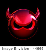 #44669 Royalty-Free (Rf) Illustration Of A 3d Metal Red Devil Head Glaring - Version 5
