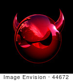 #44672 Royalty-Free (Rf) Illustration Of A 3d Metal Red Devil Head Glaring - Version 7