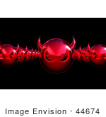 #44674 Royalty-Free (Rf) Illustration Of Rows Of 3d Red Devil Heads Moving Forward - Version 2