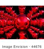 #44676 Royalty-Free (Rf) Illustration Of Rows Of 3d Red Devil Heads Moving Forward - Version 3
