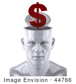 #44766 Royalty-Free (Rf) Illustration Of A Creative 3d White Man Character With A Red Dollar Symbol