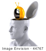 #44767 Royalty-Free (Rf) Illustration Of A Creative 3d White Man Character With A Tv - Version 2