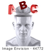 #44772 Royalty-Free (Rf) Illustration Of A Creative 3d White Man Character With Red Letters - Version 1