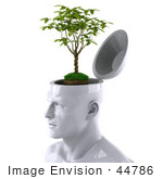 #44786 Royalty-Free (Rf) Illustration Of A Creative 3d White Man Character With A Plant - Version 2