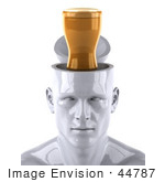 #44787 Royalty-Free (Rf) Illustration Of A Creative 3d White Man Character With A Beer - Version 1