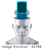#44788 Royalty-Free (Rf) Illustration Of A Creative 3d White Man Character With A Cell Phone