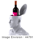 #44791 Royalty-Free (Rf) Illustration Of A Creative 3d White Man Character With A Wine Bottle