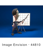 #44810 Royalty-Free (Rf) Illustration Of A 3d White Businessman Mascot Discussing Statistics - Version 3