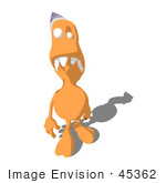 #45362 Royalty-Free (Rf) Illustration Of An Orange Monster Mascot Looking Up