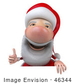 #46344 Royalty-Free (Rf) Illustration Of A 3d Big Nose Santa Mascot Giving The Thumbs Up And Standing Behind A Blank Sign