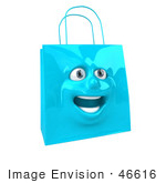 #46616 Royalty-Free (Rf) Illustration Of A 3d Blue Shiny Estatic Shopping Bag Head
