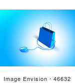 #46632 Royalty-Free (Rf) Illustration Of A 3d Blue Shopping Bag With A Computer Mouse - Version 1