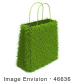 #46636 Royalty-Free (Rf) Illustration Of A 3d Green Eco Friendly Grass Shopping Bag