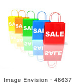 #46637 Royalty-Free (Rf) Illustration Of A 3d Row Of Colorful Sale Shopping Bags - Version 1