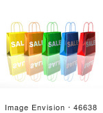 #46638 Royalty-Free (Rf) Illustration Of A 3d Row Of Colorful Sale Shopping Bags - Version 4