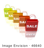#46640 Royalty-Free (Rf) Illustration Of A 3d Row Of Colorful Sale Shopping Bags - Version 2