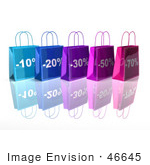 #46645 Royalty-Free (Rf) Illustration Of A 3d Row Of Blue And Purple Discount Shopping Bags - Version 4