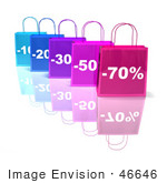 #46646 Royalty-Free (Rf) Illustration Of A 3d Row Of Blue And Purple Discount Shopping Bags - Version 3